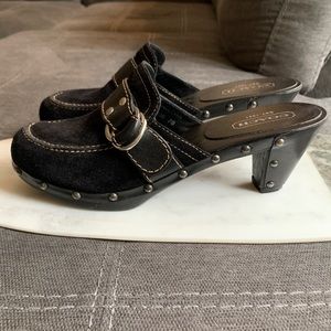 Coach Black Heeled Clogs. Size 7.